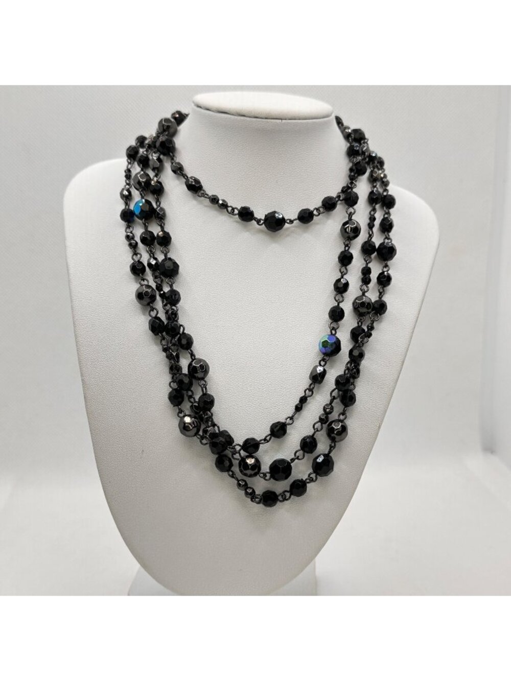 Premier Designs "Arabian Nights" Black Beaded Multi-Strand Necklace